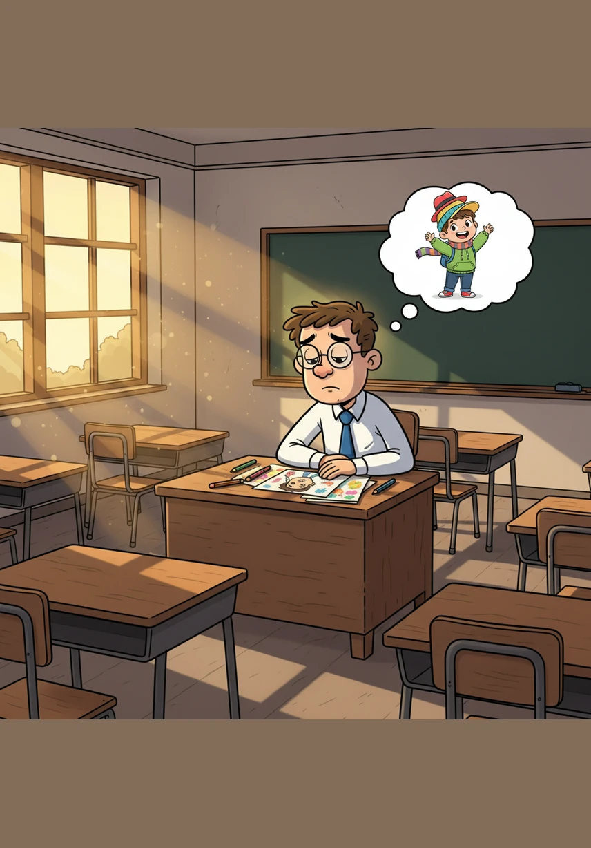 The clock ticked loudly in the empty room as the sun began to set, but not a single person walked through the door. Mr. Higgins sat alone at his desk, wearing a lonely paper party hat and wondering if he truly was the unluckiest teacher in the world.