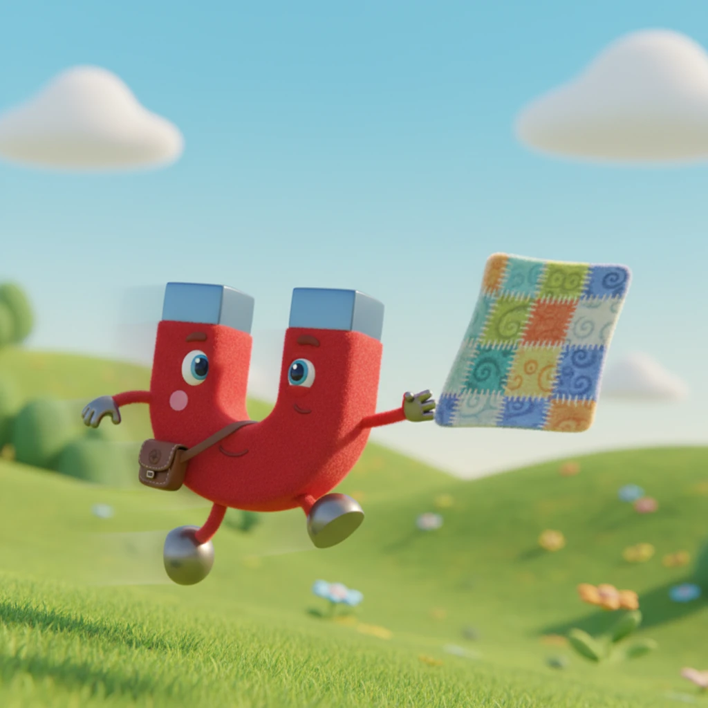 A soft, colorful piece of paper drifted lazily by on a gentle gust of wind. Max zipped after it, thinking it might be light enough to attract. He tried his best to hold onto it, but the paper only danced away, unattached.