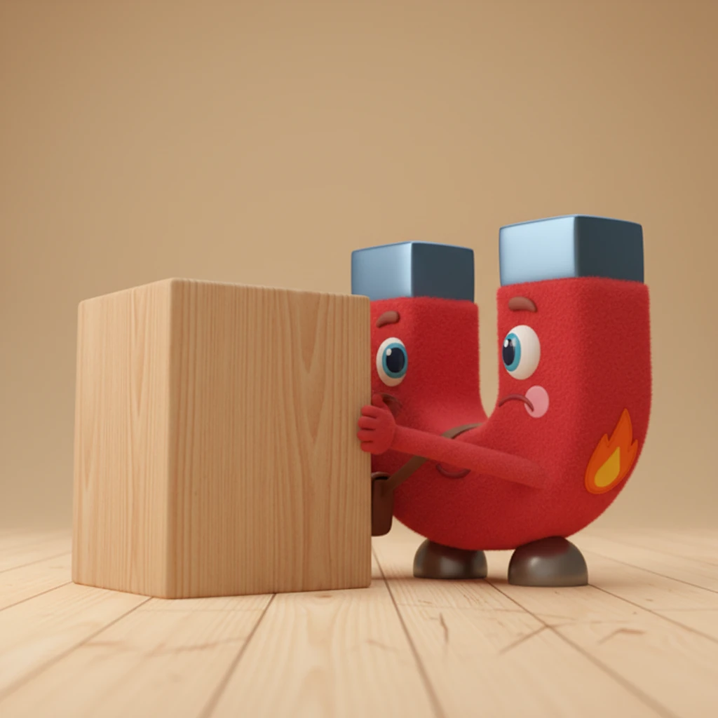 He then found a smooth, sturdy wooden block resting on the ground. Max gathered all his strength, pushing himself against its firm side. Yet, just like before, there was no satisfying click, no firm hold, only a smooth, unyielding surface.