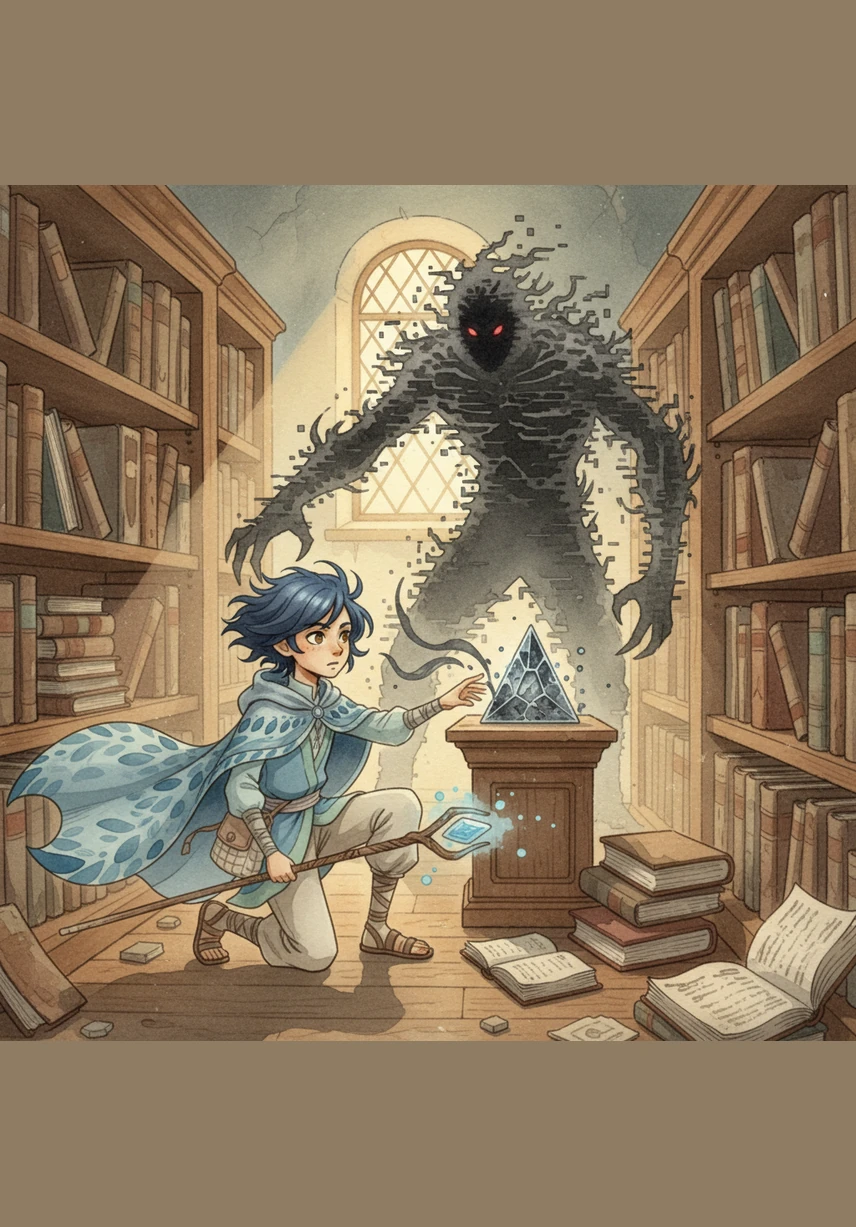 In the dusty corner of a forgotten library, a quiet boy named Elian discovered a glowing glass prism hidden inside a hollowed-out book. Unlike any normal glass, this Prism of Silence hummed with a soft, steady pulse that seemed to beat in perfect time with his own heart.