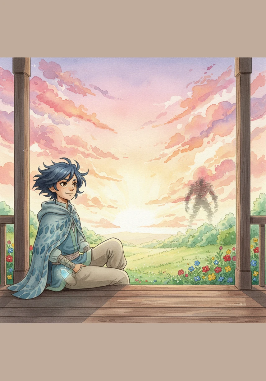 The world woke up to a morning more vibrant and colorful than it had ever been before, with the sky painted in breathtaking hues of pink and gold. Elian sat quietly on his porch, the now-dimmed prism resting in his pocket, watching as the world breathed a long sigh of peaceful relief.
