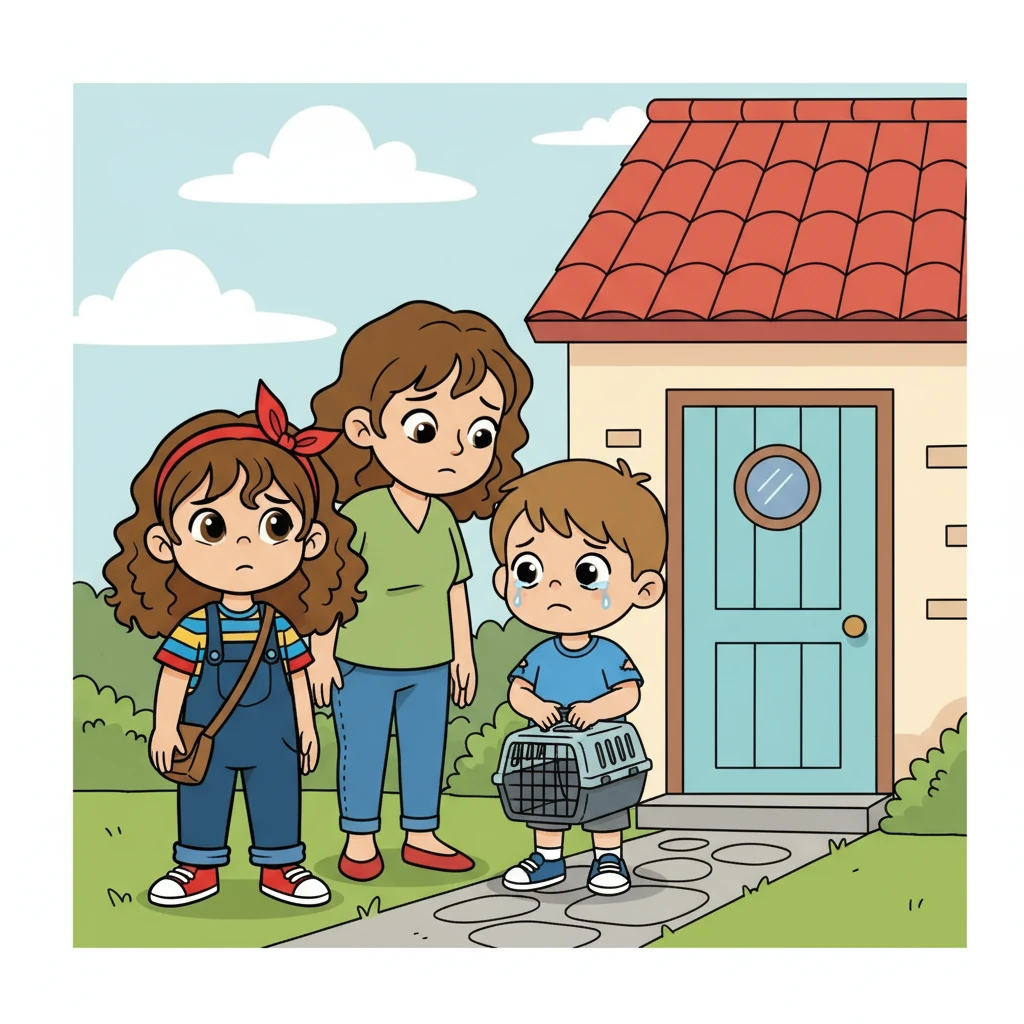 The next day, a little boy with tear-filled eyes came to their door. He was clutching a small, empty cat carrier. He looked up at Lila and her mom.