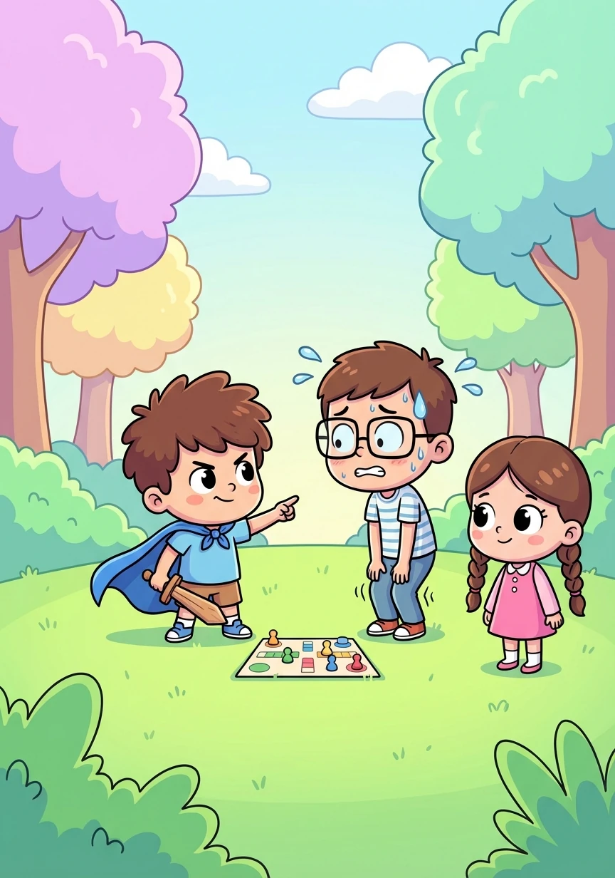 Dash bravely confronts Randy, challenging him to a duel of wits and skill for Carly's hand. Randy sweats nervously, realizing he's outmatched.