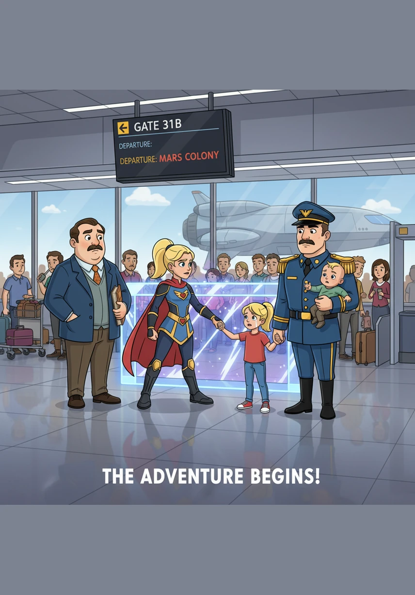 Just as she began to panic, her mom appeared behind her, laughing while waving the real passport in the air. Mia traded the glittery book for the real one, feeling a huge wave of relief as the gate agent gave her a knowing wink.