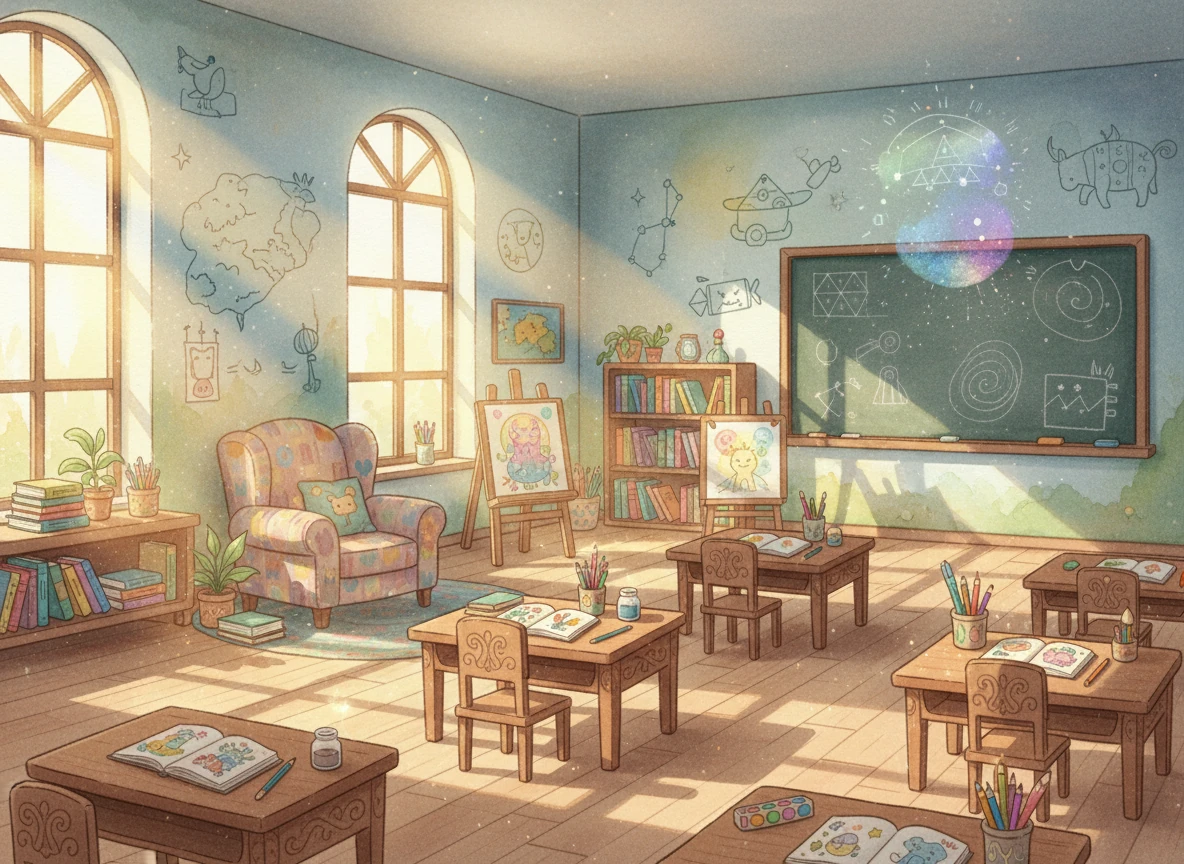 El sol entraba suavemente por las ventanas de un aula mágica, donde las paredes estaban llenas de colores y los rincones invitaban a la calma. Aquí, los pupitres no solo sostenían libros, sino también los sueños y las emociones de quienes se sentaban en ellos cada mañana.