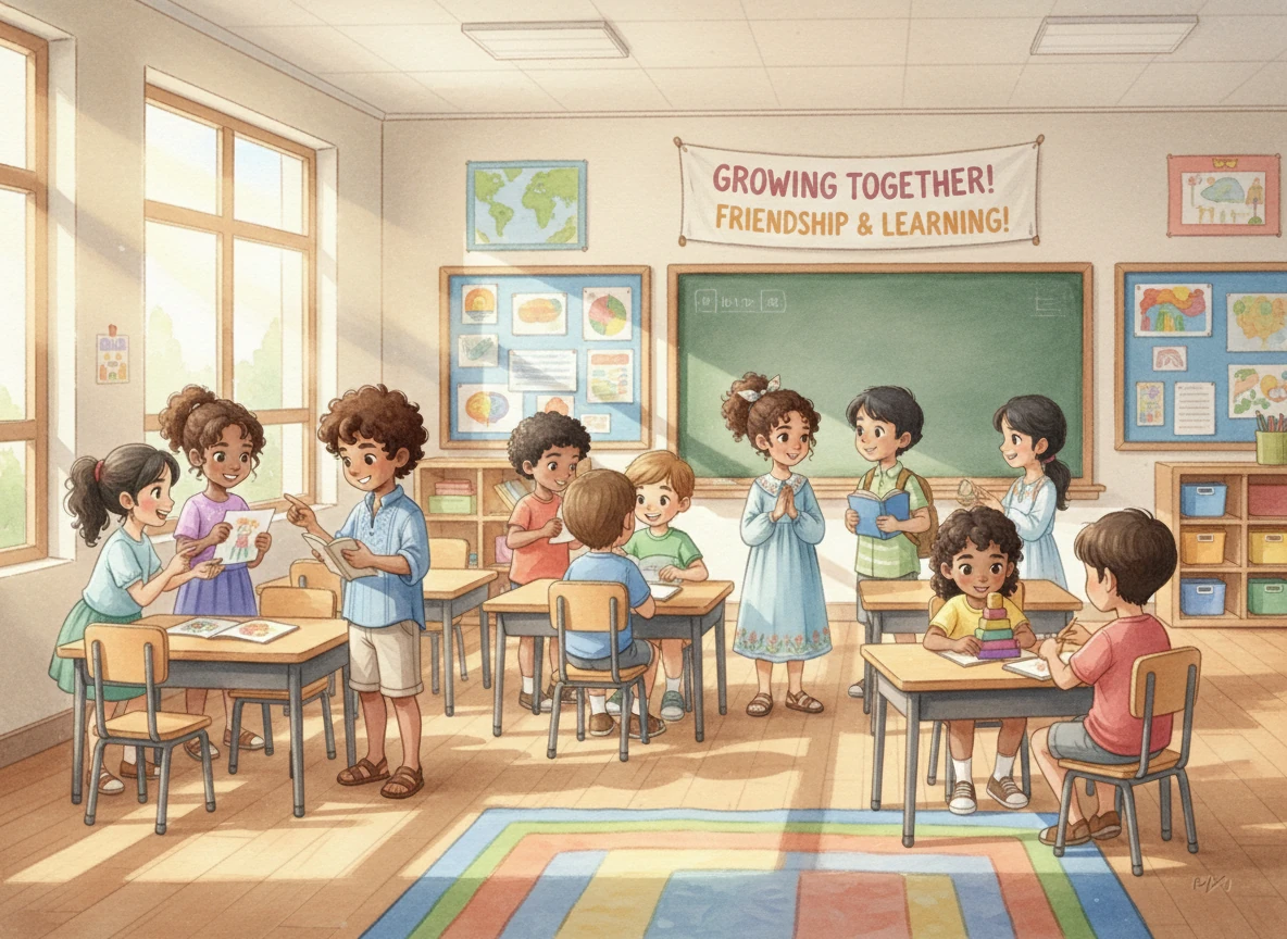 Al terminar el día, el aula vibraba con una energía de inclusión y amistad que superaba cualquier lección académica tradicional. Todos comprendieron que crecer juntos significa apoyarse en las debilidades y celebrar las fortalezas de cada compañero en este hermoso viaje del aprendizaje.