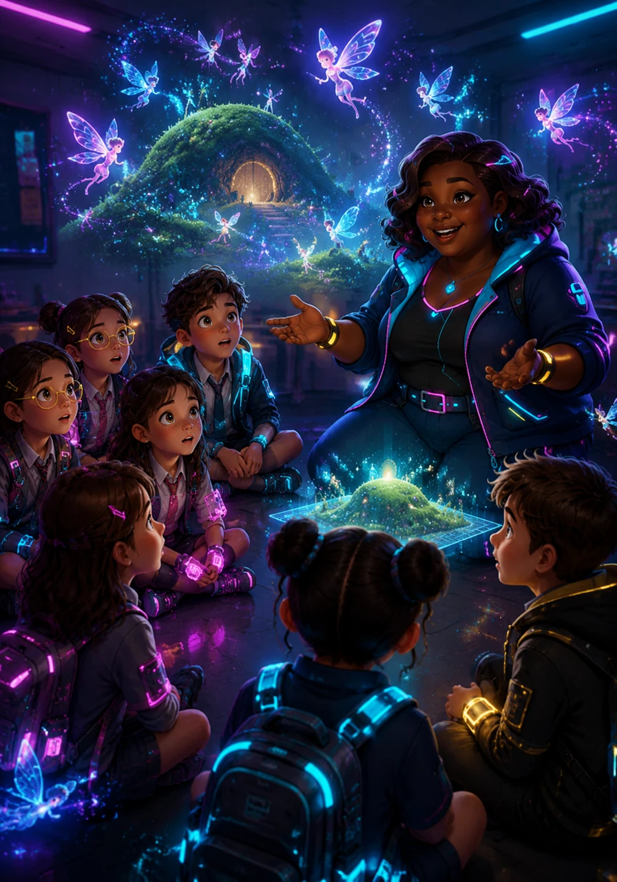 Tiny, winged figures seem to dance in the shadows of the classroom as Gabrielle describes the Tuatha Dé Danann. She explains how these ancient fairies lived in hidden mounds of earth and protected the magical spirit of the Irish landscape.