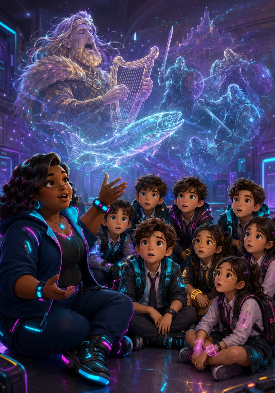 The lesson turns to mighty heroes like Fionn mac Cumhaill, who gained all the world's wisdom from a magical salmon. Liam and his classmates can almost hear the clashing of shields and the rhythmic songs of ancient bards echoing through the halls.