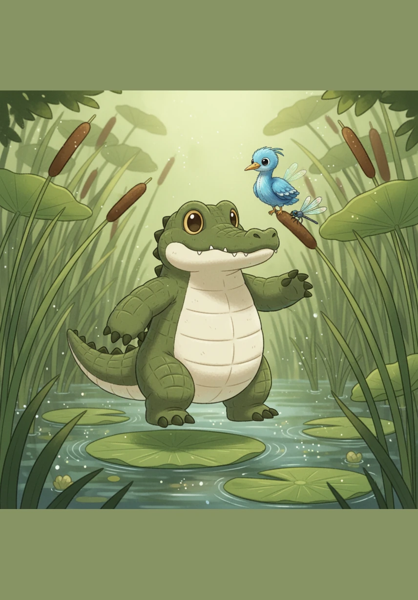 Despite his fearsome size and powerful tail, Kuroko moves through the thick reeds with the grace of a silent shadow. He is careful where he places his massive feet, ensuring that not a single lily pad is crushed and no dragonfly is startled from its rest.