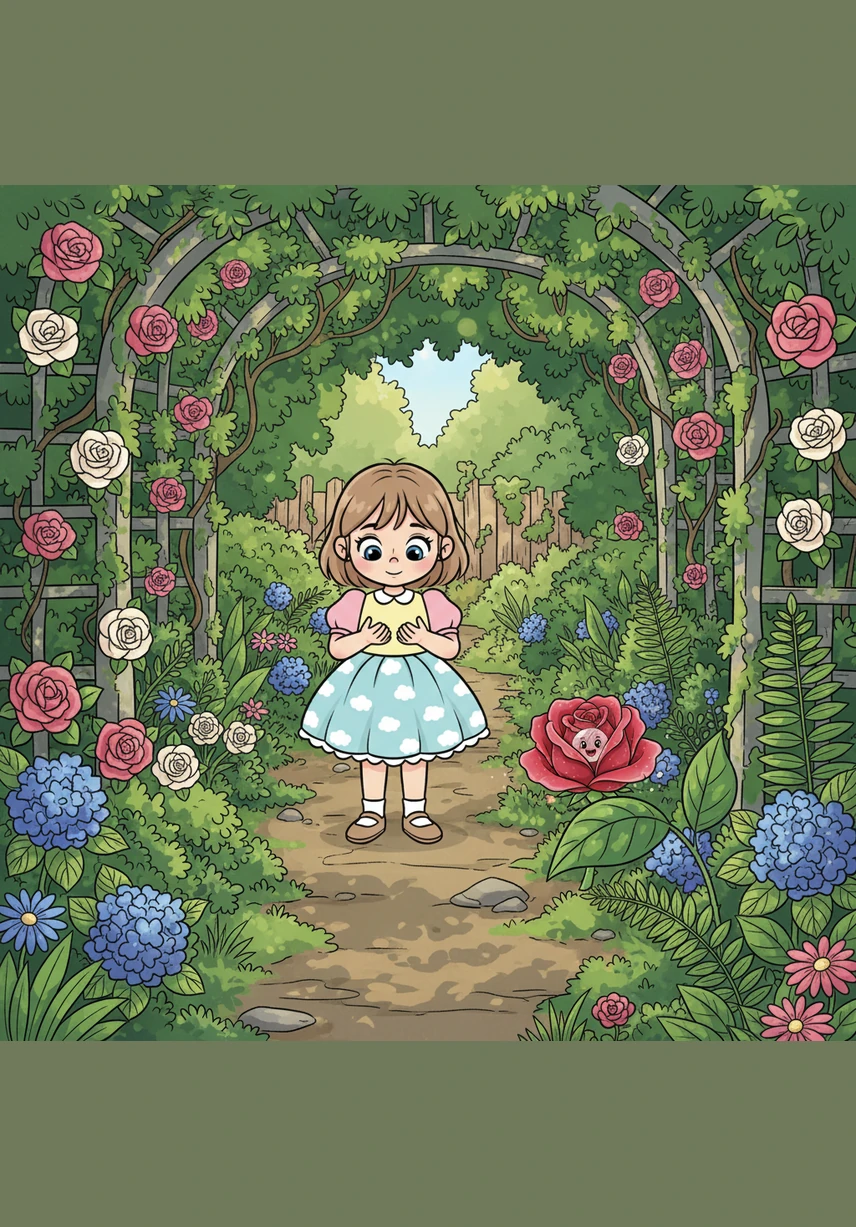 Lily wandered through her grandmother’s wild garden, where the ivy climbed high and the sunlight filtered through the leaves like liquid gold. She loved the smell of damp earth and the secret paths that led through the overgrown bushes.