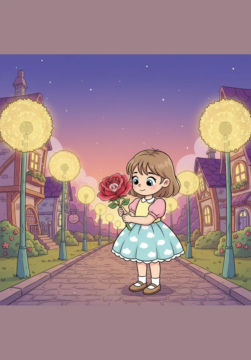 The rose explained that Floradia was slowly fading because humans had stopped believing in magic and forgotten how to dream. The once-vibrant colors of the city were turning to pale shades of grey as the world above grew too busy to notice.