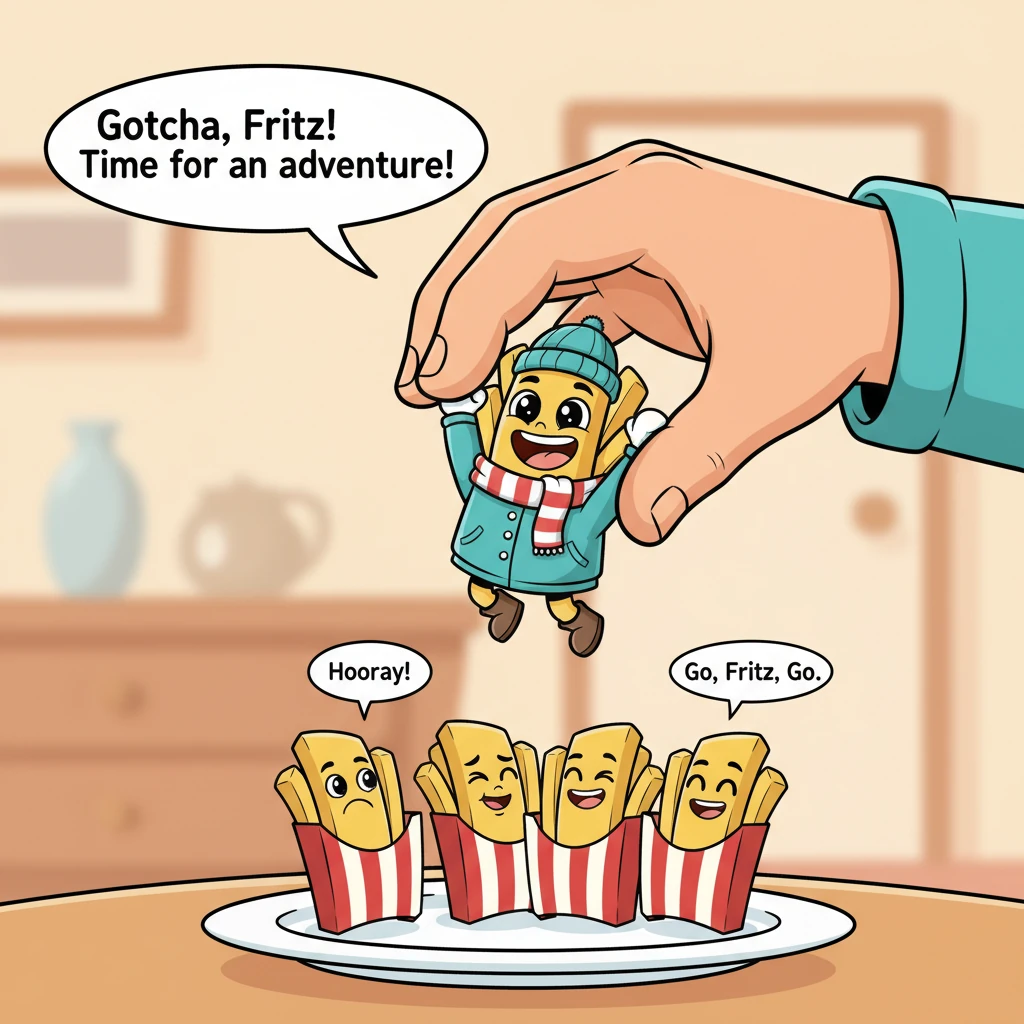 A warm, colossal hand reached down, not for the phone, but directly for Fritz! He felt an exhilarating rush of warmth and importance as he was gently