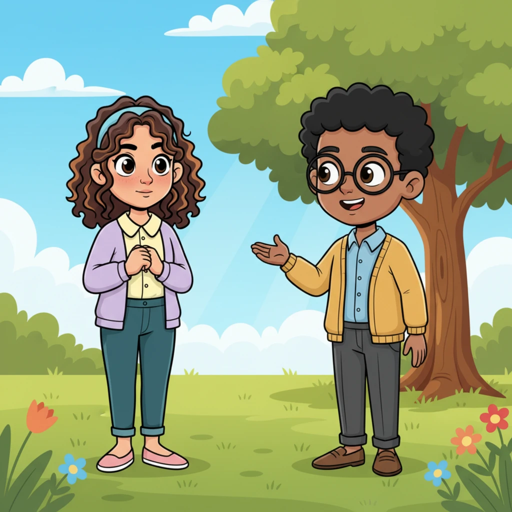 Maya, her face still a little flushed with nervousness, finally meets Alex’s gaze, her eyes showing a newfound courage as she speaks her truth. Her hands are still clasped, but her posture is straighter. Alex, with a gentle, encouraging smile, nods warmly, their expression conveying deep appreciation and understanding, making Maya feel heard and safe.