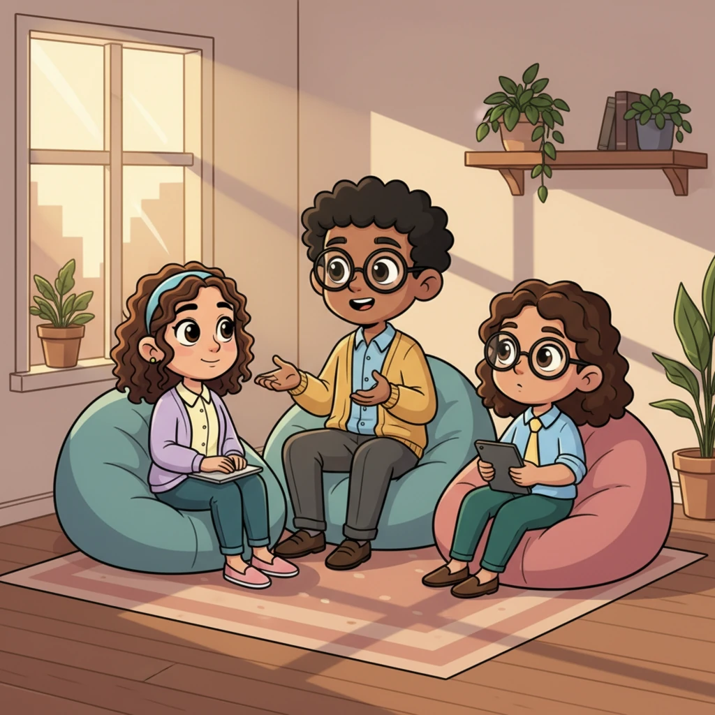 Bathed in the soft, warm glow of evening light streaming through a large window, the team sits comfortably, their expressions rapt with attention as Alex shares a personal story. Alex's face is thoughtful, conveying wisdom, while the team's eyes are wide with understanding, absorbing the profound lesson about the true cost of silence.