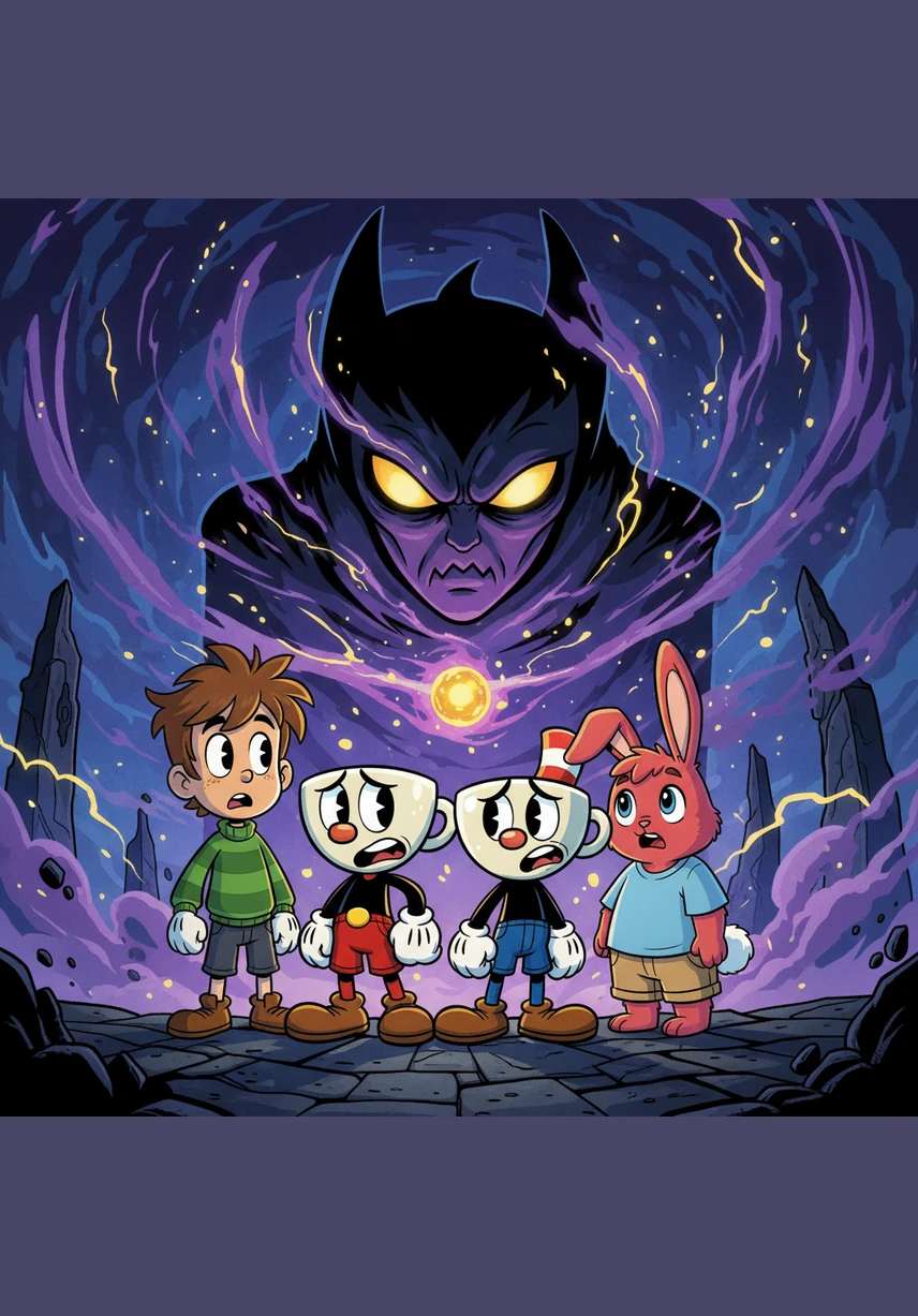 The four friends look at one another, twitching their noses and wiggling their cotton-ball tails in disbelief. Despite their new forms, they recognize each other instantly by the familiar sparkle in their eyes. They realize they can communicate through soft chirps and mental nudges, feeling closer than ever before.