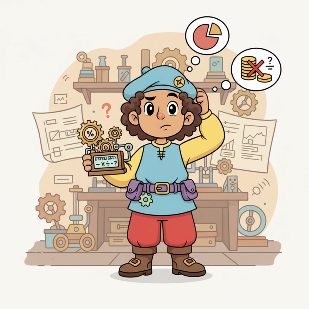 Pip soon discovers his wonderful 'Adder' can only do one thing: add. When faced with complex problems like percentages or deductions, he realizes his machine needs a lot more than just adding, leaving him scratching his head playfully.