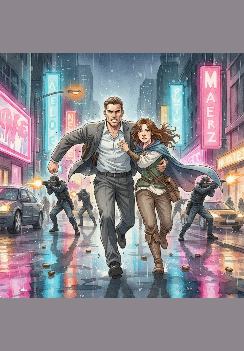 The peace was shattered when the shadows of his past caught up, turning the neon-lit streets into a battlefield of gunfire and betrayal. Marco raced through the chaos, his only thought being to protect the one person who had managed to see the soul beneath his armor.