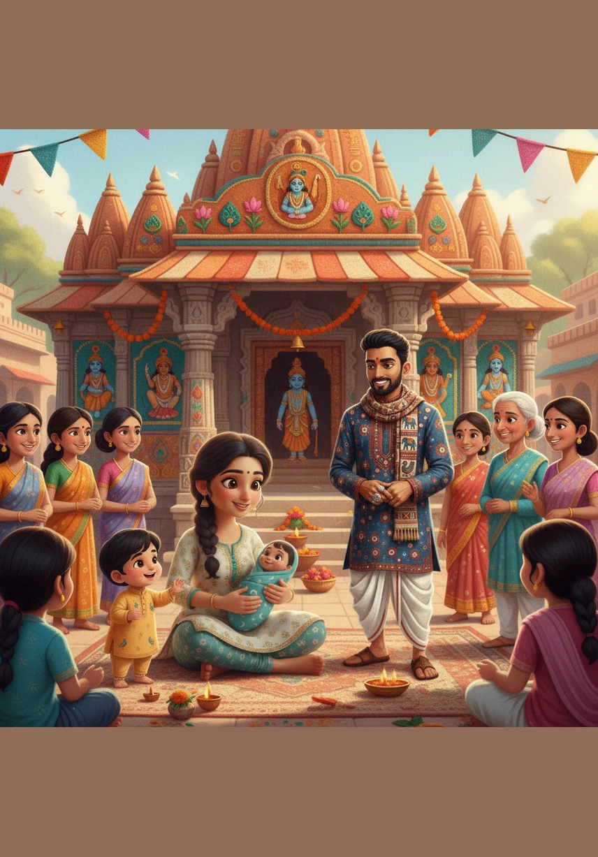 At the village center, the colorful Choro temple dedicated to Ram and Krishna stands as a beacon of unity for the nine hundred residents. People from all walks of life gather here, sharing smiles and celebrating their traditions in the shade of the sacred walls.