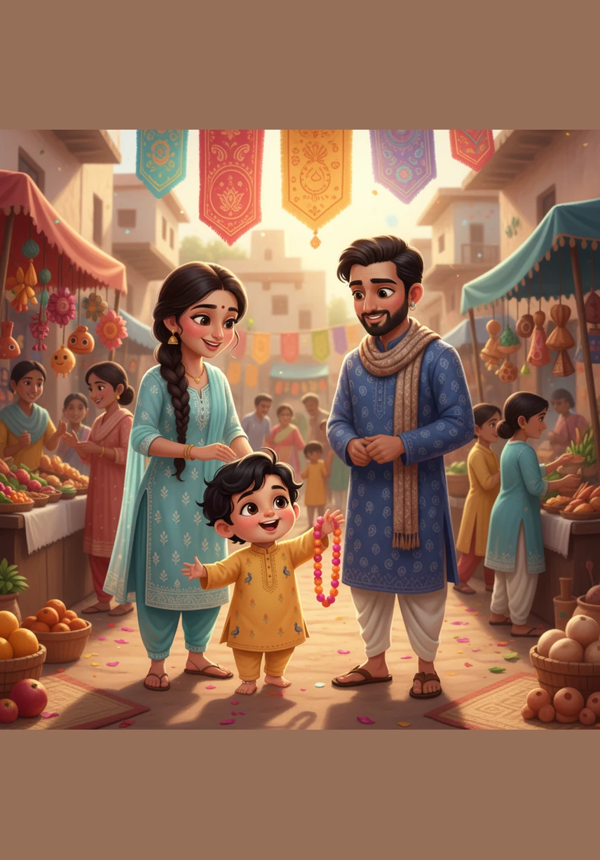 Dharmesh quickly becomes the heart of the neighborhood, his giggles drawing in friends and relatives from every corner of the village. The family courtyard is always buzzing with visitors who come to share in the joy of the growing child.