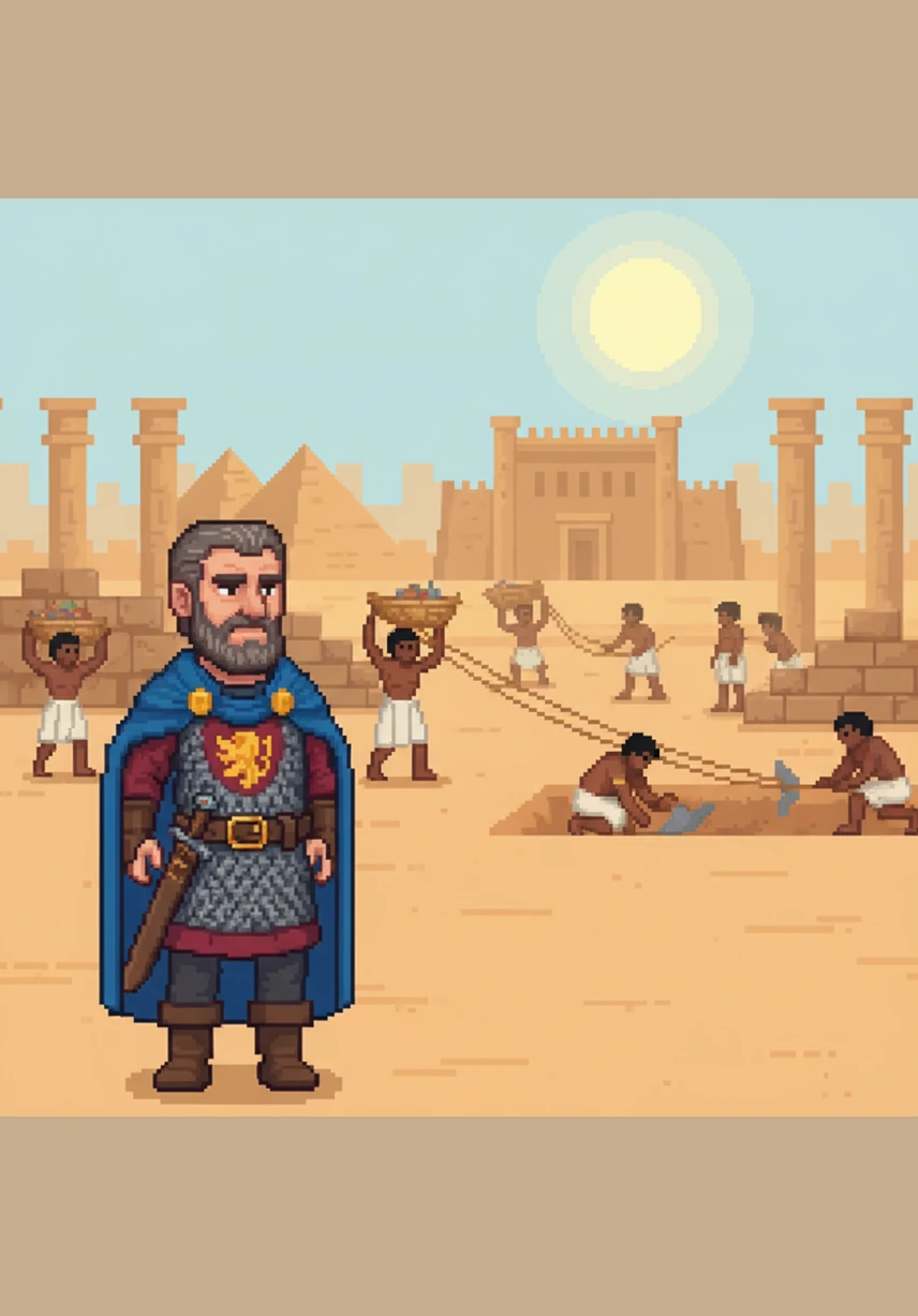 Moshe sees his people working very hard in the hot sun. He wants everyone to be free, so he decides to talk to the King of Egypt.