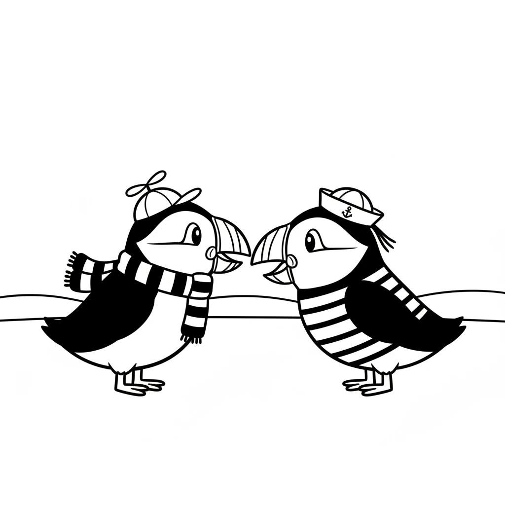 "Ready?" Simon chirped, his head tilted. Jeff nodded eagerly, "Ready!" Their beaks almost touch in anticipation of their adventure.