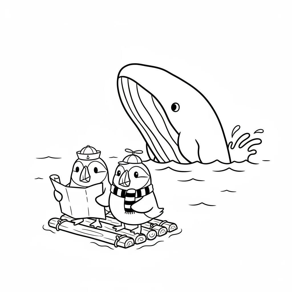 Even a giant whale, surfacing far out at sea, seemed to ponder the mystery. No one knew exactly what the two friends did all day, engaged in their top-secret puffin business.