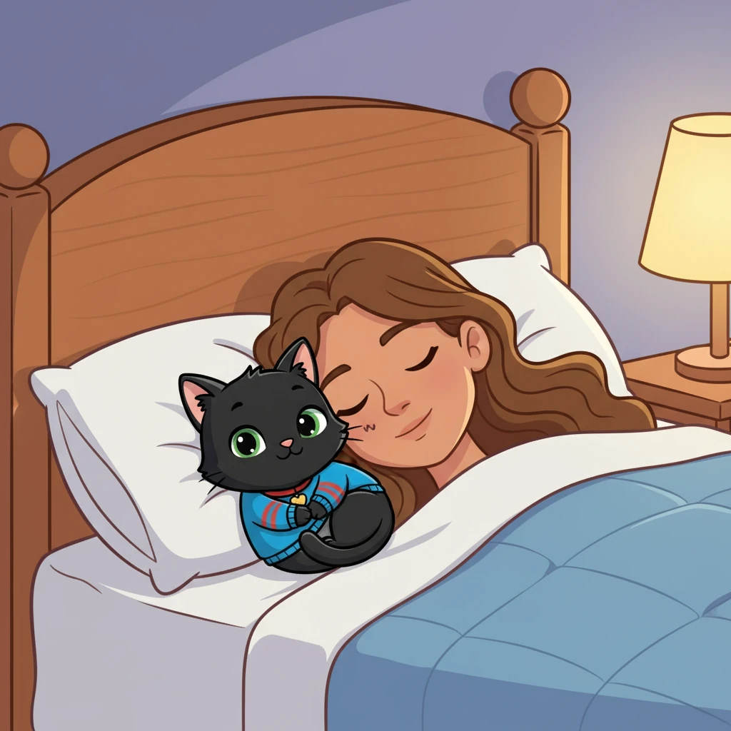 Salem quickly became a total lovebug, exploring every nook and cranny of his new home. He loved to snuggle close to his mommy's head every night, purring contentedly.