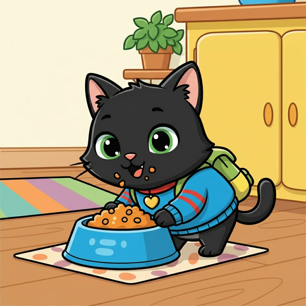 Mealtimes were a highlight! Salem loved his kibble, especially when it was mixed with a little bit of pumpkin. He'd gobble it all up, ready for his next adventure.