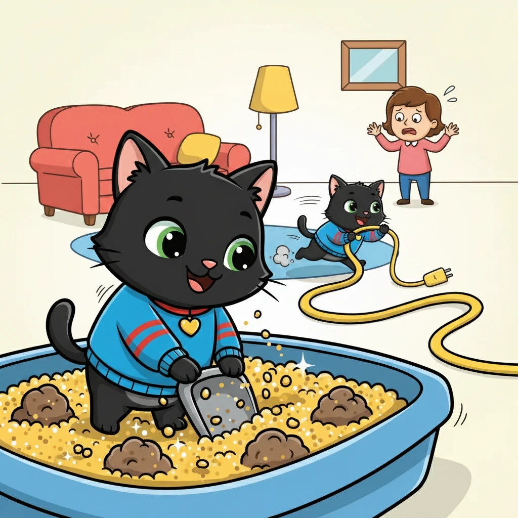 Salem took excavating in his litter box very seriously. He would dig and dig, always looking for treasure. He also had the zoomies and loved to chew on electrical cords, much to mommy's dismay.