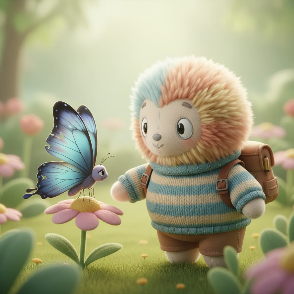 Кенеттен, Аюхан кішкентай, көк көбелекті байқады. Ол гүлдің үстінде дірілдеп отыр екен, қанаттары аздап жыртылғандай көрінді. Көбелек өте мұңды болып көрінді, Аюхан оған жақындады.