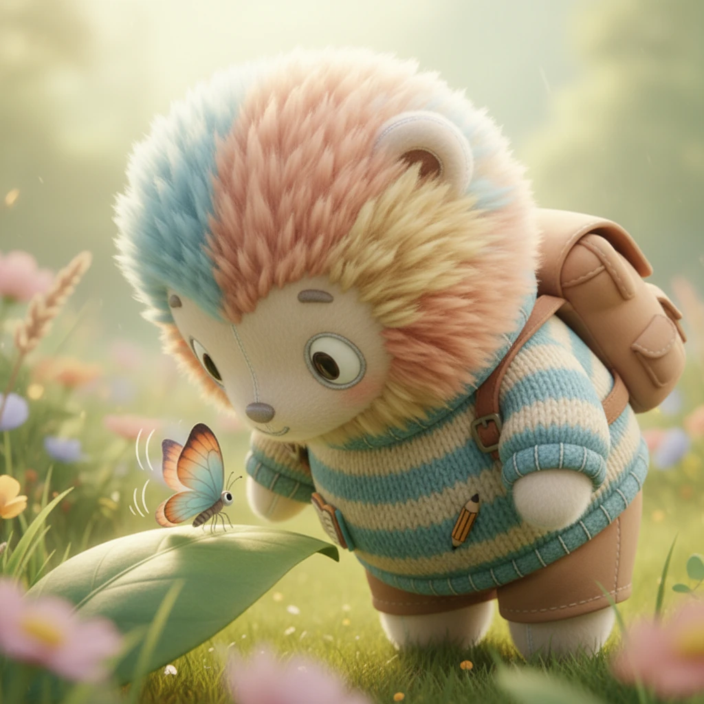 Аюхан көбелекке жақындап, жұмсақ мұрнымен оны иіскеді. Көбелек қорқып, дірілдеді, бірақ Аюханның мейірімді көздерін көргенде тынышталды. Аюхан көбелектің жоғалғанын түсінді.