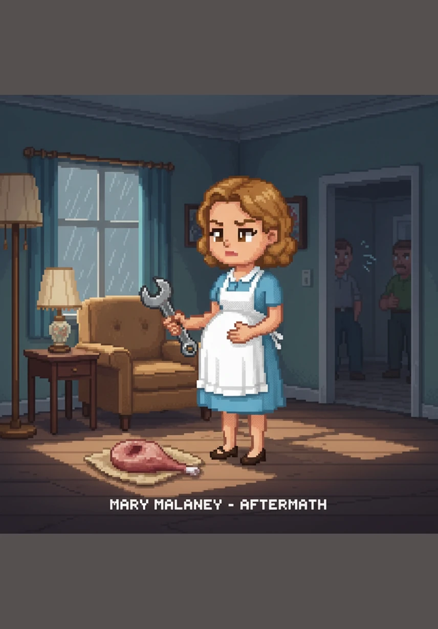 For a long moment, Mary stared down at her husband’s body, her mind racing through the consequences of her actions. She knew she had to be clever to protect herself and her unborn child, so she began to clear her thoughts and refine a plan. She took a deep breath, smoothing her hair and adjusting her expression to one of calm innocence.