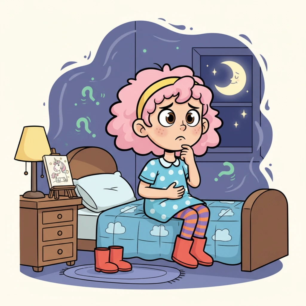 The night before the competition, a knot of worry tightened in Darby's tummy. She remembered a little lie she had told earlier, and a shadow of doubt clouded her usually cheerful face. "Oh no," she thought, "what if my lies come back to haunt me?"