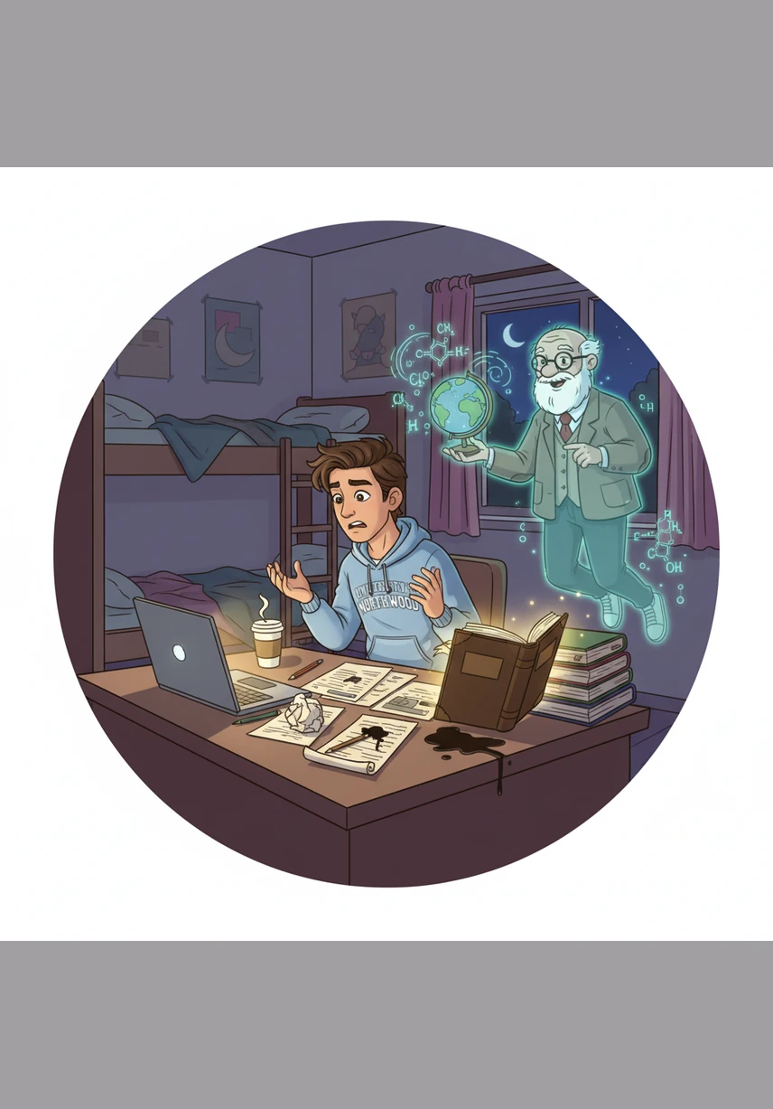 Late at night in the dorm, Alex sketches a blueprint for a Hostel Management System on a glowing tablet. The vision is clear: a seamless blend of structure and style to solve the housing crisis once and for all.