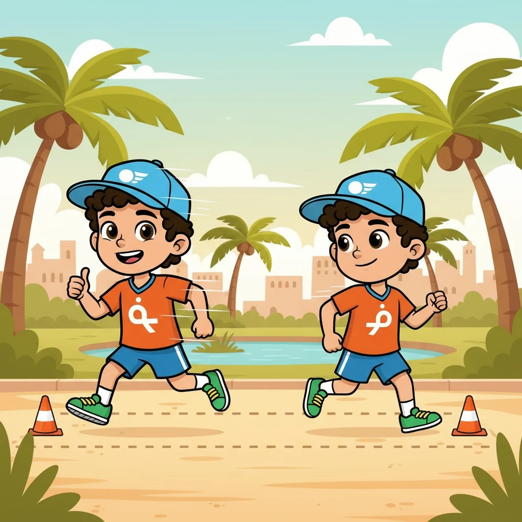 ثم بدأ حمد تدريب السرعة غير المنتظمة. ركض مسافة 10 أمتار بسرعة عالية في 5 ثوانٍ، ثم نفس المسافة في 10 ثوانٍ. هنا، استخدموا مفهوم السرعة المتوسطة.