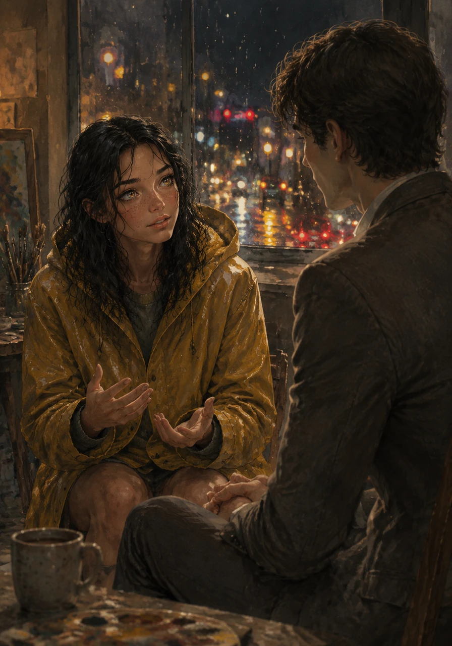 Clara spoke of her fears and her art, her eyes reflecting the distant traffic lights like shimmering jewels. Elias listened with a quiet intensity, realizing that her spirit was more complex and beautiful than any blueprint he had ever drawn.