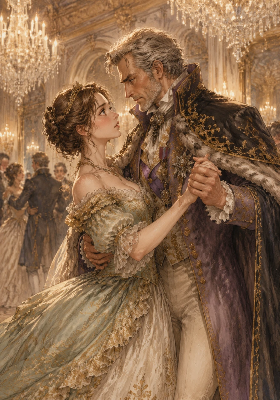 Beneath the glittering chandeliers of the grand ballroom, Avelina found herself spinning in the arms of a handsome stranger, the enchanting Sir Elliot. As they danced, their eyes locked in an instant, profound connection, sparking a forbidden love that clashed painfully with her duty to her people.