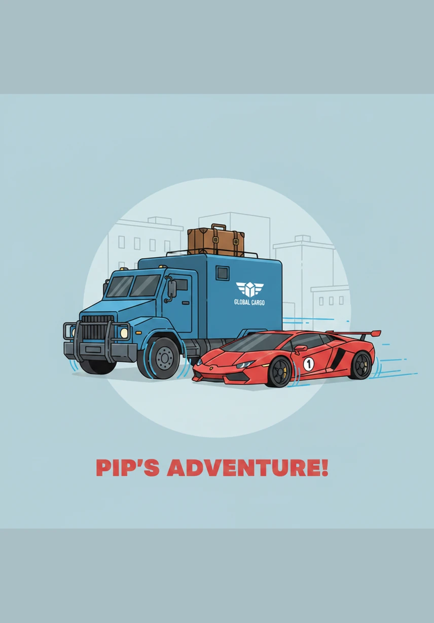 Pip, with his sturdy frame and reliable deep-tread tires, finds he can navigate the deep puddles much better than the fancy cars. He notices a large delivery truck stuck in a patch of thick mud near the entrance of the city park.