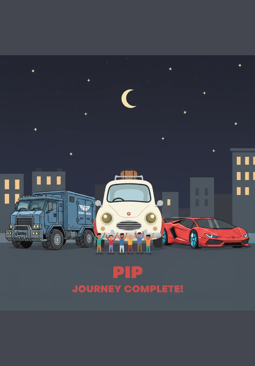 Pip returns to his cozy garage that night, no longer just a dreamer but a local legend with a story to tell. He realizes he doesn't need to be a race car to be special, because he has the biggest heart on the road.